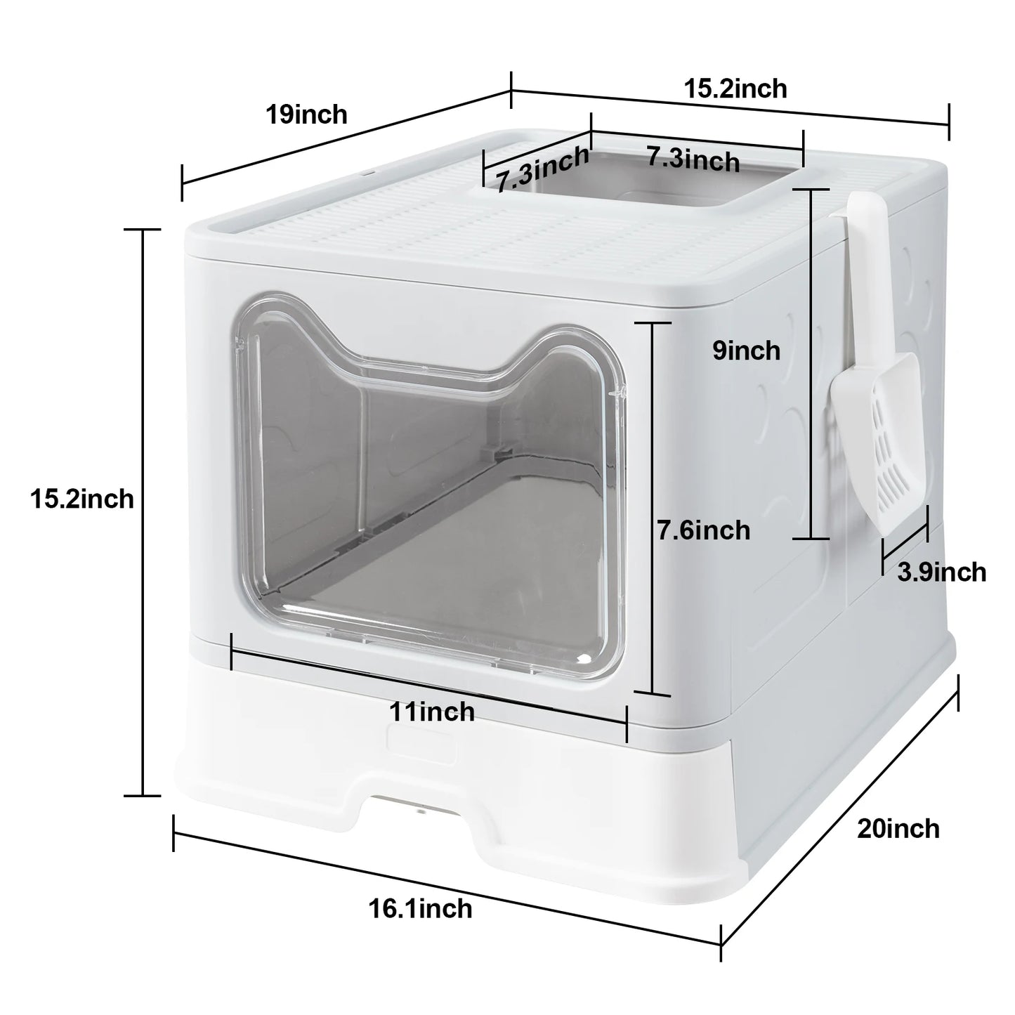 Front Entry Top Exit Cat Litter Box with Lid Foldable Large Kitty Litter Boxes