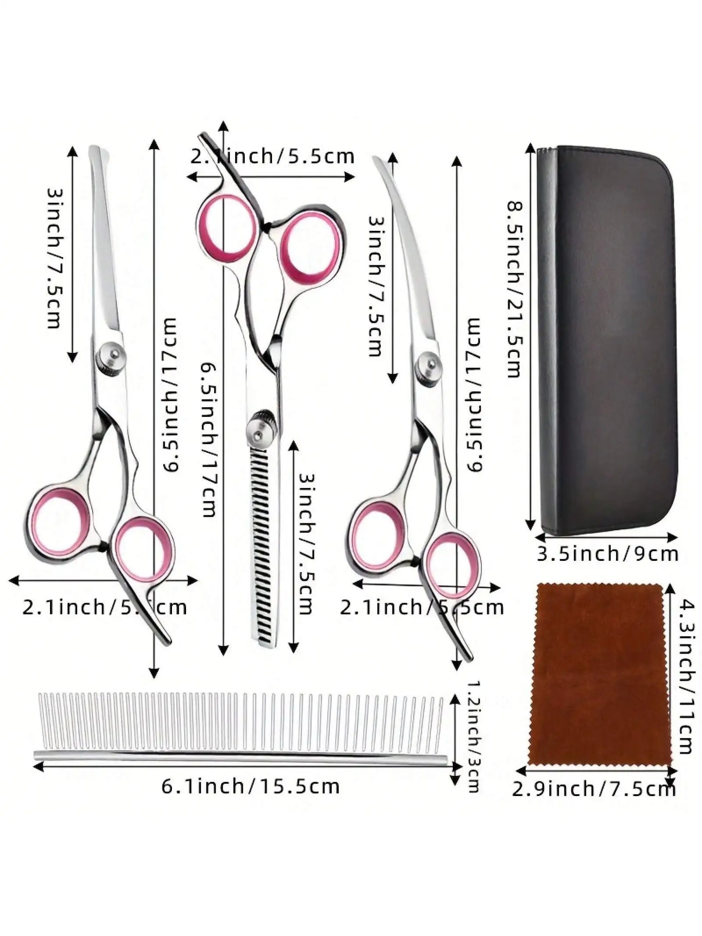 5-piece Professional Pet Beauty Scissors Set - Essential for Pets, Furniture Only, Black Storage Box