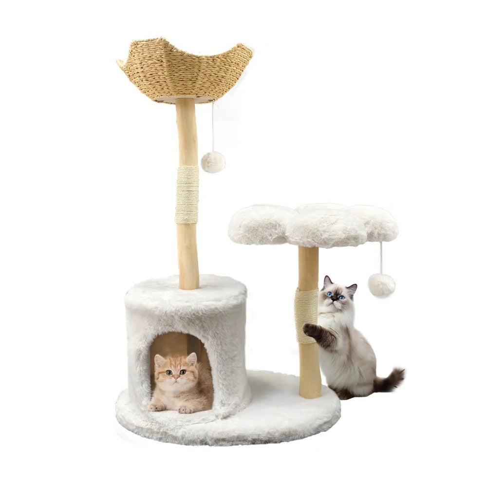 Tall Cat Tower for Indoor Cats Multi-Level Plush Cat Condo with Scratching Posts