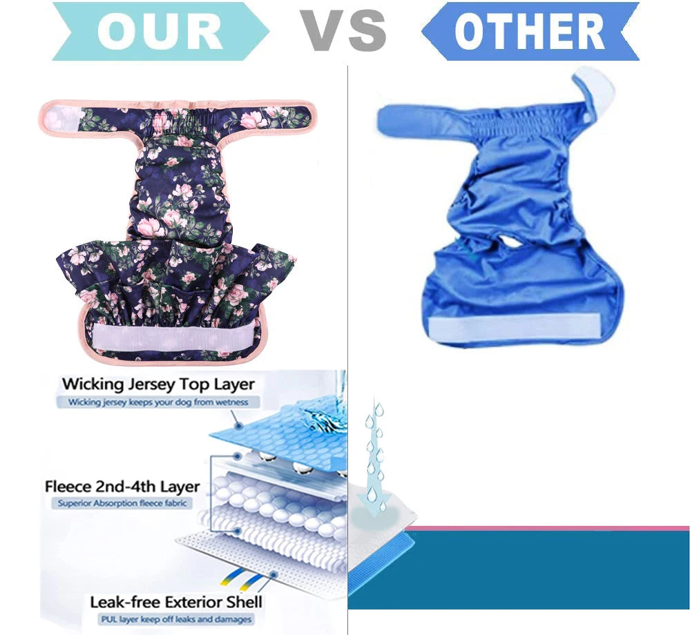 Adjustable Dog Diapers Female Reusable Washable Diapers Dog