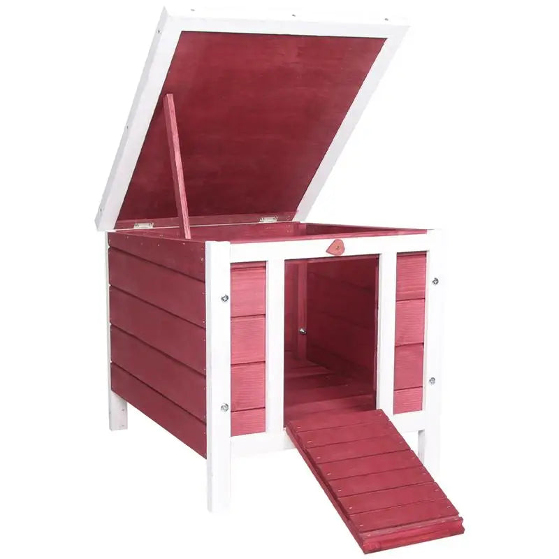 Small Wooden Rabbit Hutch for Bunnies, Guinea Pigs, Ducks, and Dogs with Openable Waterproof Roof
