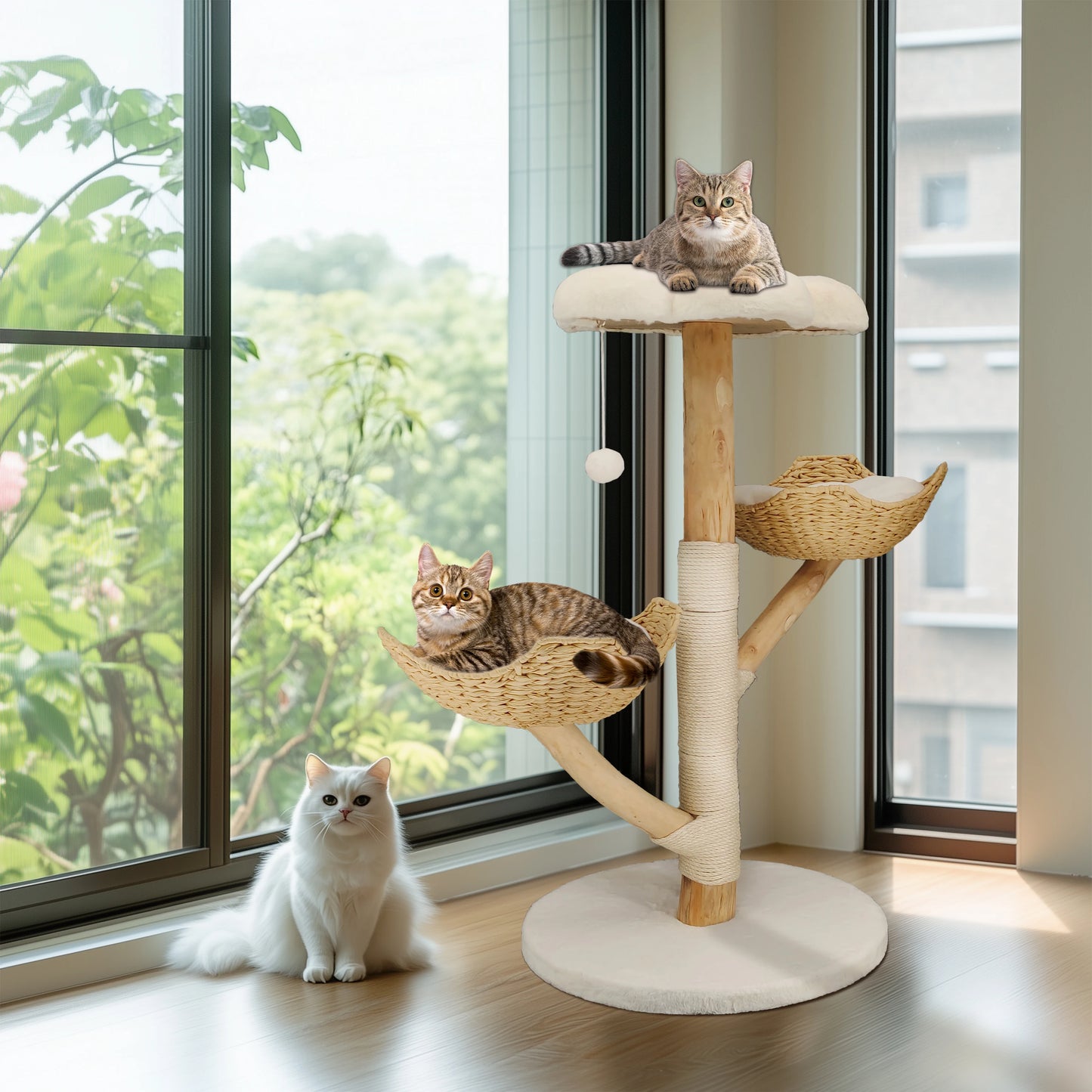 Tall Cat Tower for Indoor Cats Multi-Level Plush Cat Condo with Scratching Posts
