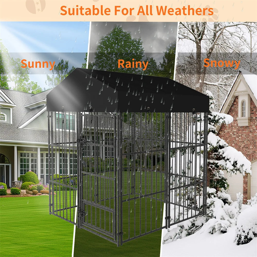 Heavy Duty Large Dog Kennel Pet Welded Metal Playpen Animal Cage with Roof Cover