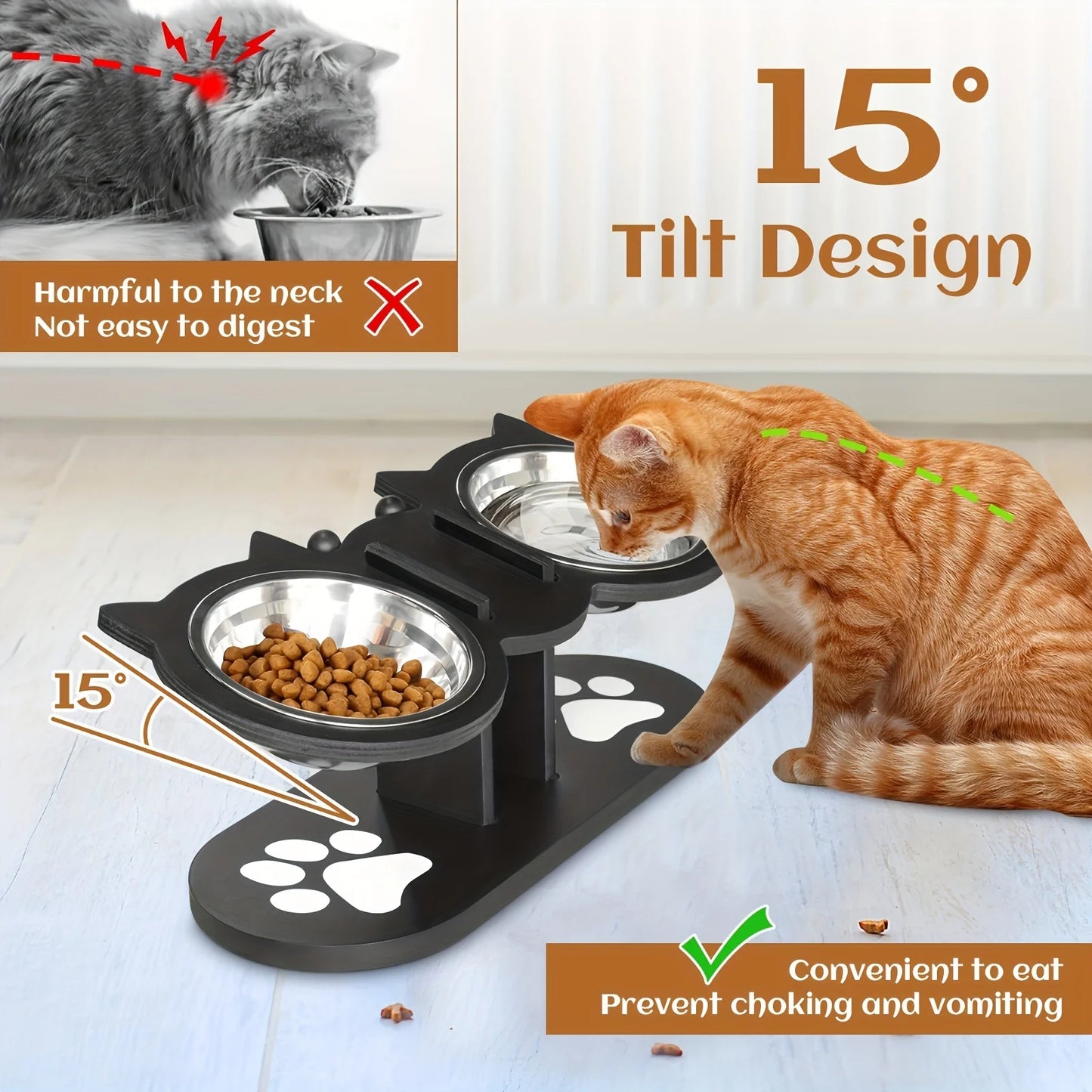 Elevated Food Bowls Cats and Puppy