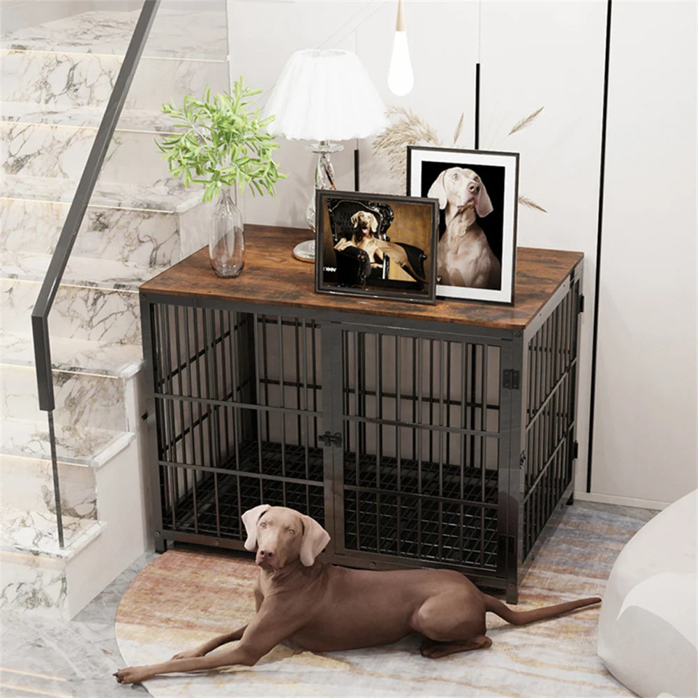 Large Wooden Dog Crate Furniture Style