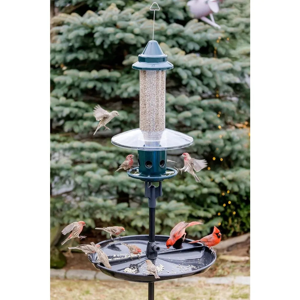 Squirrel-proof Bird Feeder w/Cardinal Ring and 6 Feeding Ports