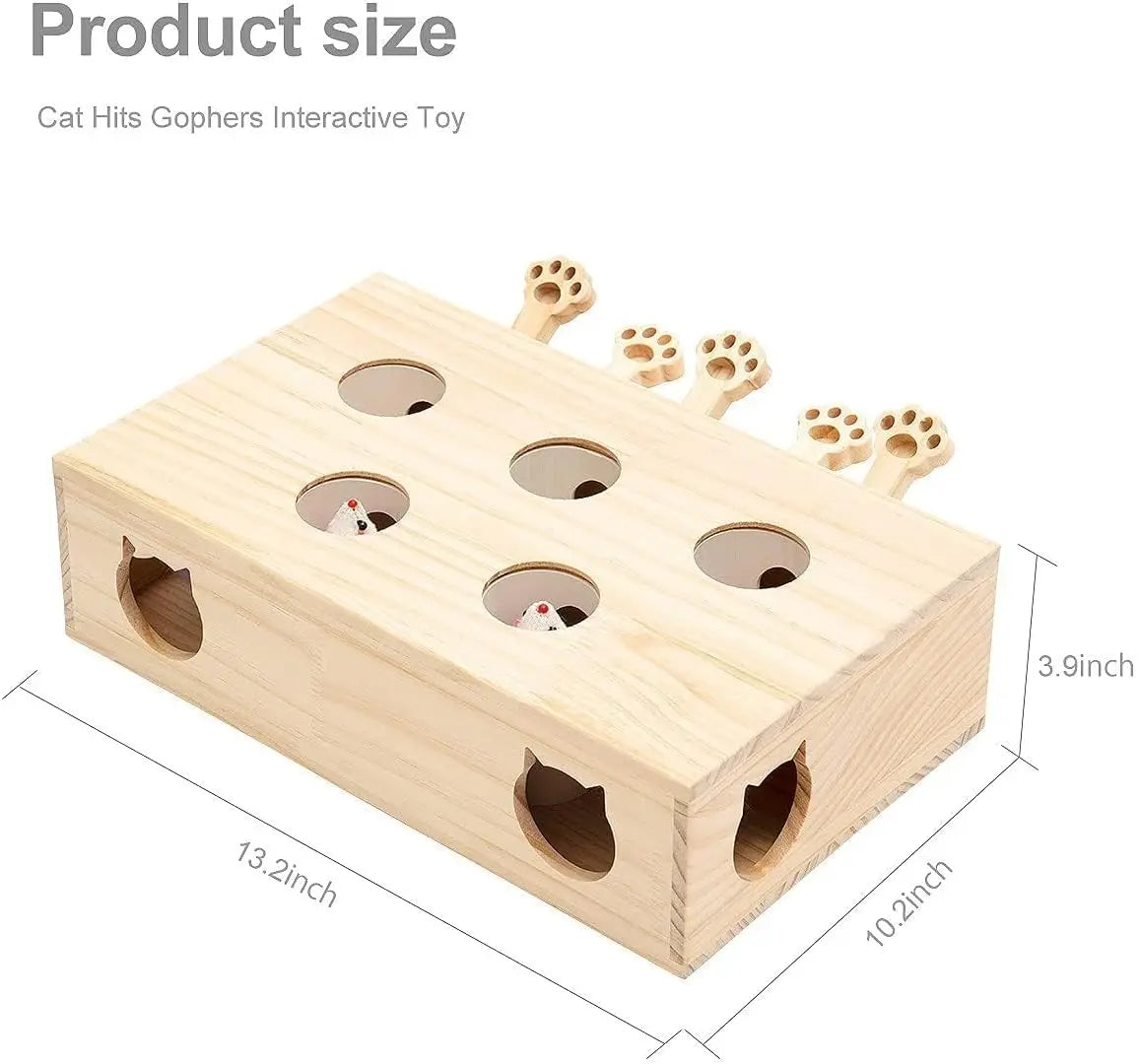 Cat Toys Interactive Whack-a-mole Solid Wood Toys