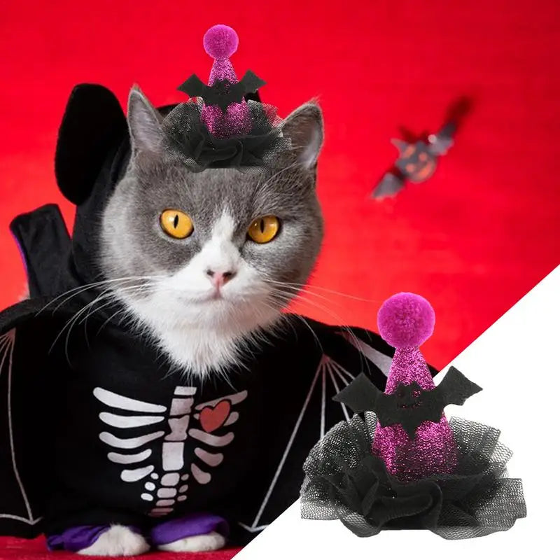Cat Halloween Costumes Elastic Pet Mesh Hat Colorful Festive Costumes Funny Head Accessories