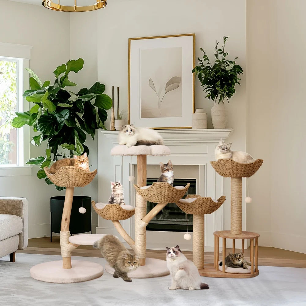 Tall Cat Tower for Indoor Cats Multi-Level Plush Cat Condo with Scratching Posts