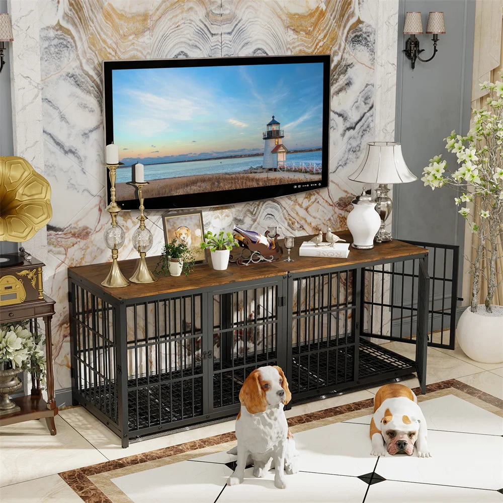 Large Wooden Dog Crate Furniture Style