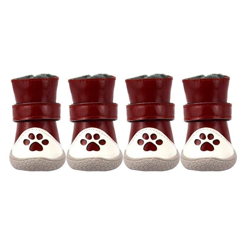 4Pcs/Set Warm Dog Shoes Winter Dog Snow Boots Durable Non-Slip Outdoor Sports Shoes