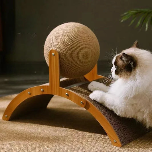 2 In 1 Cat Scratching Ball Wooden Cat Scratcher