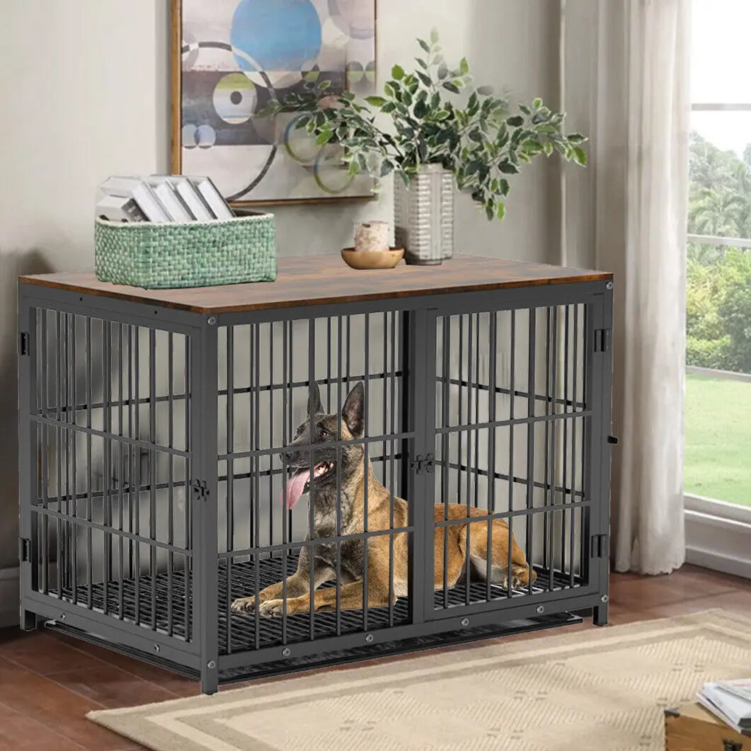 Furniture Style Dog Crate Metal and Wood