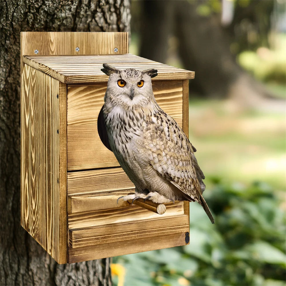 Large Handmade Wooden Round Opening Screech Box for Outside with Mounting Screws