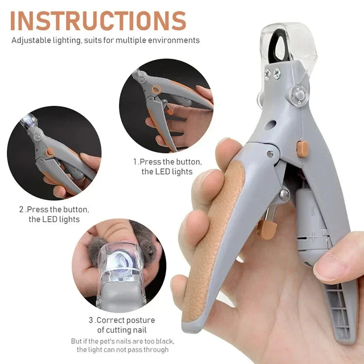 Professional Pet Nail Clipper Scissors With LED Light Cat Dog Nail Clippers Tool Scissors
