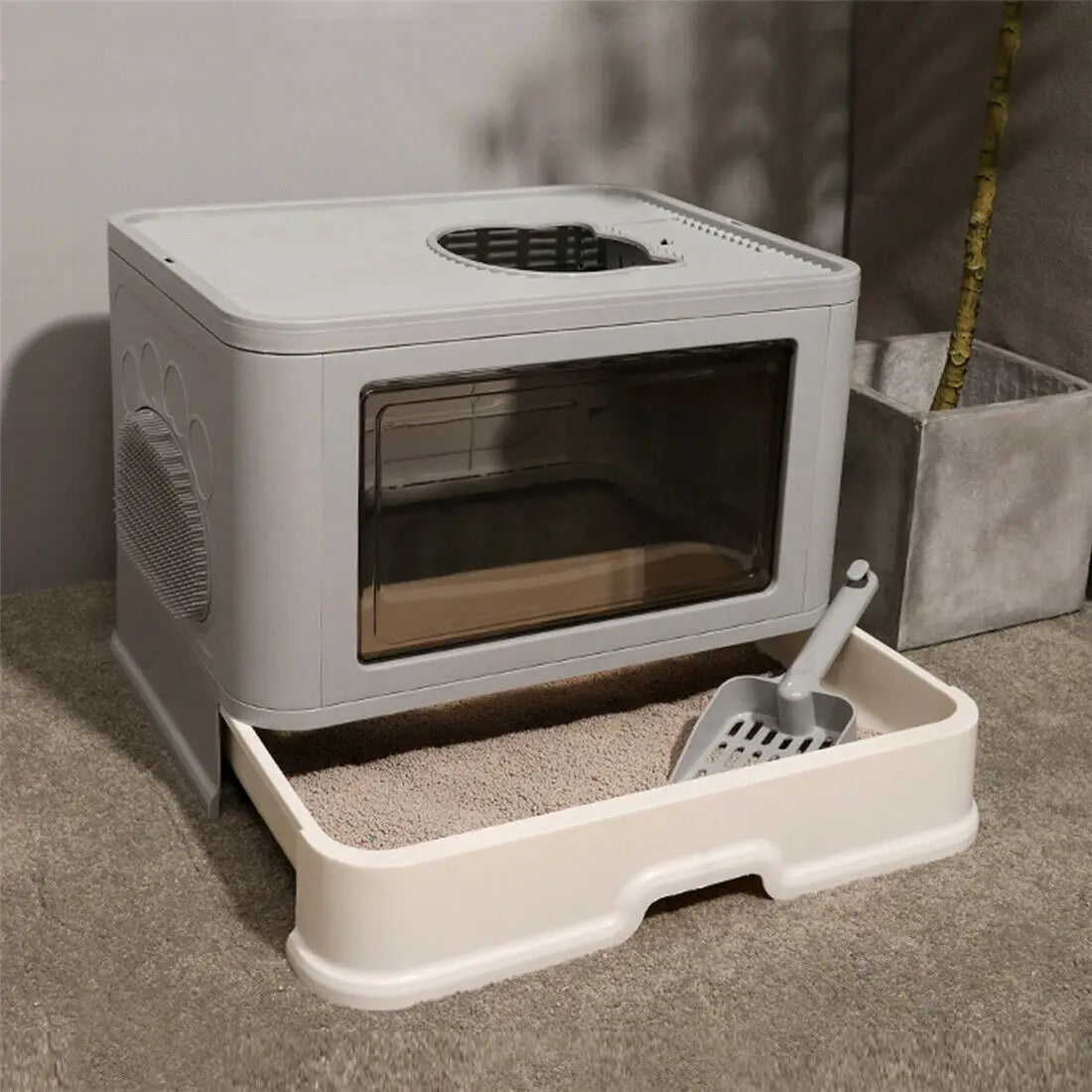 Foldable Cat Litter Box Front Entry & Top Exit Toilet Boxes
