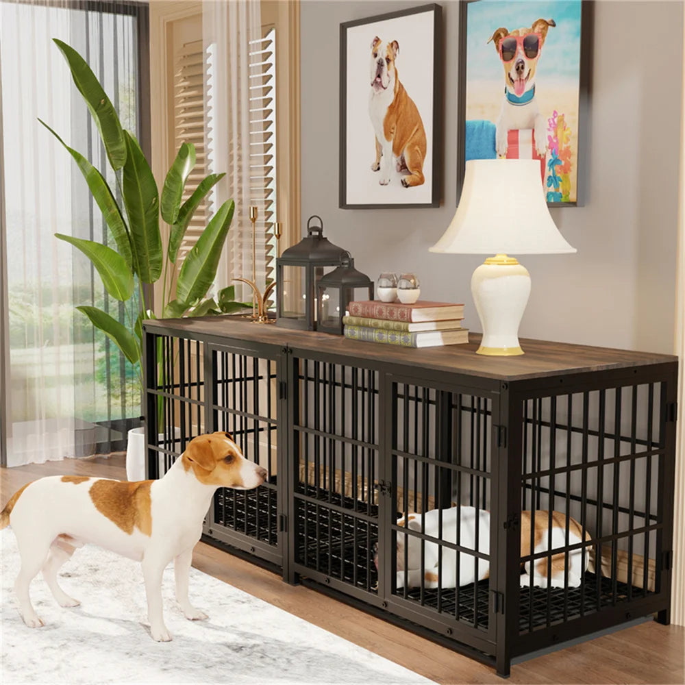 Large Wooden Dog Crate Furniture Style