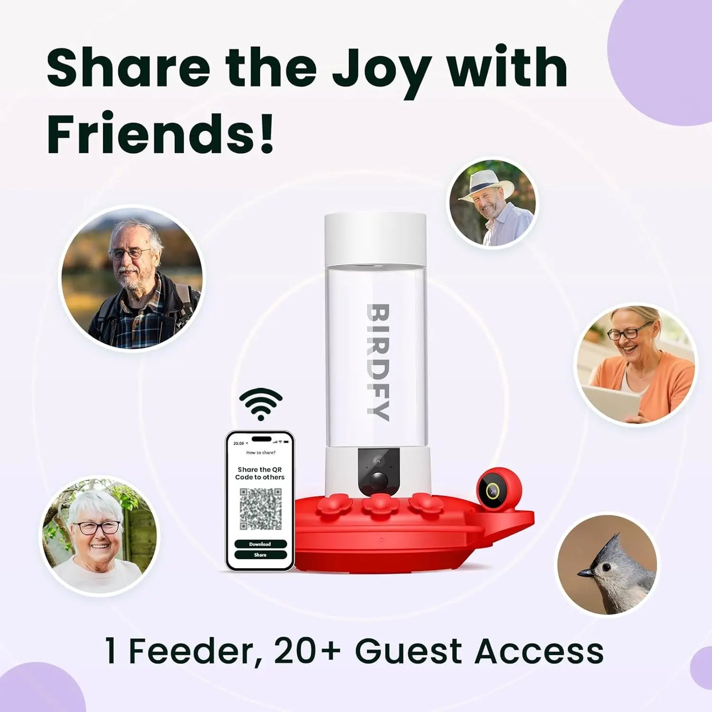 Birdfy Hummingbird Feeder with Dual Cameras - 2K HD Smart Cameras Solar Powered,
