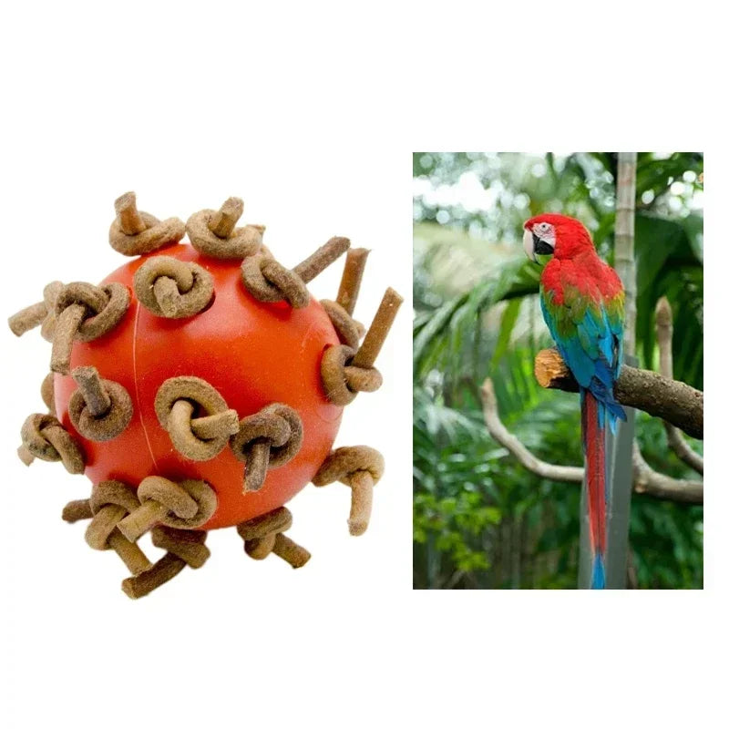 Bird Ball Chew Toy with Knots Suitable forParrot Cockatoo