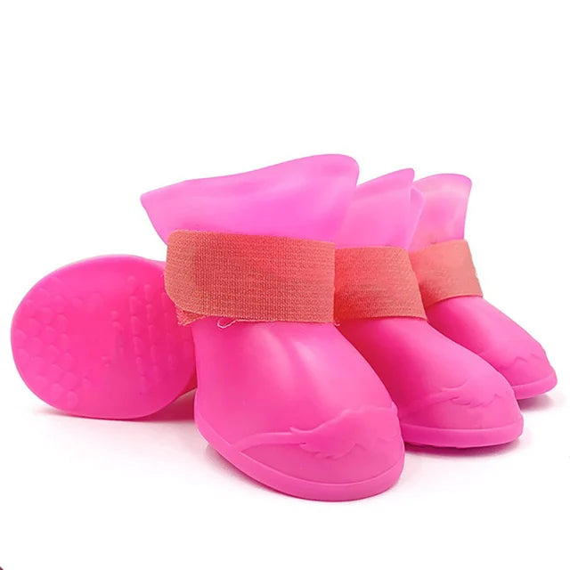 4Pcs Pet WaterProof Rainshoe Anti-slip Rubber Boot For Small Medium Large Dogs Cats Outdoor Shoe Dog