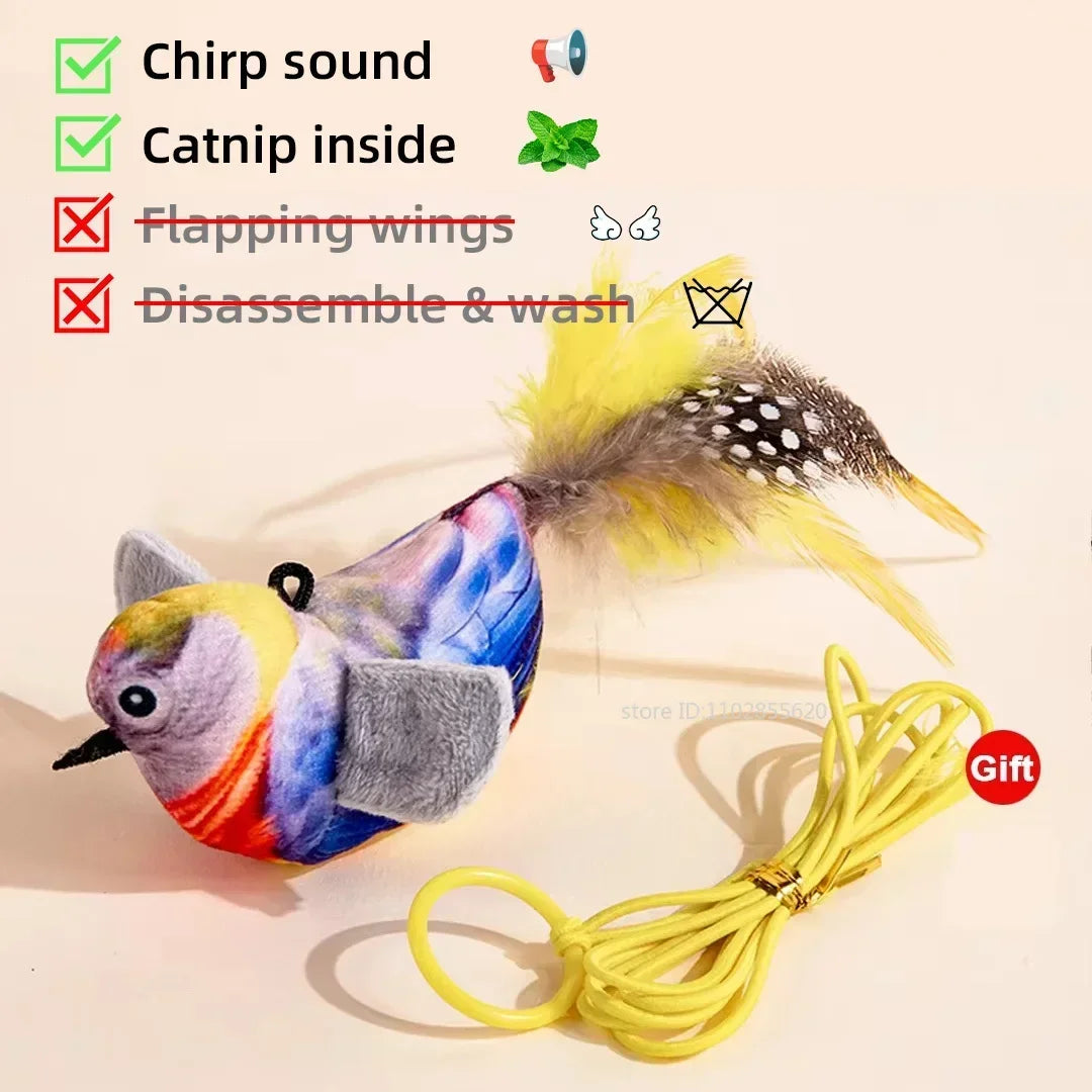 Rechargeable Chirping Flapping Bird Catnip Touch Acti vated Squeak Plush Toy Pet