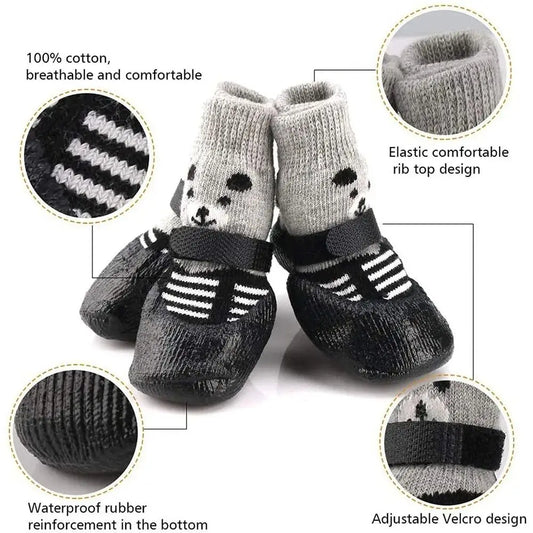 2 Pair Pet Dog Shoes Socks Waterproof Cats Dogs Rubber Socks Non-slip Rain Snow Boots Socks