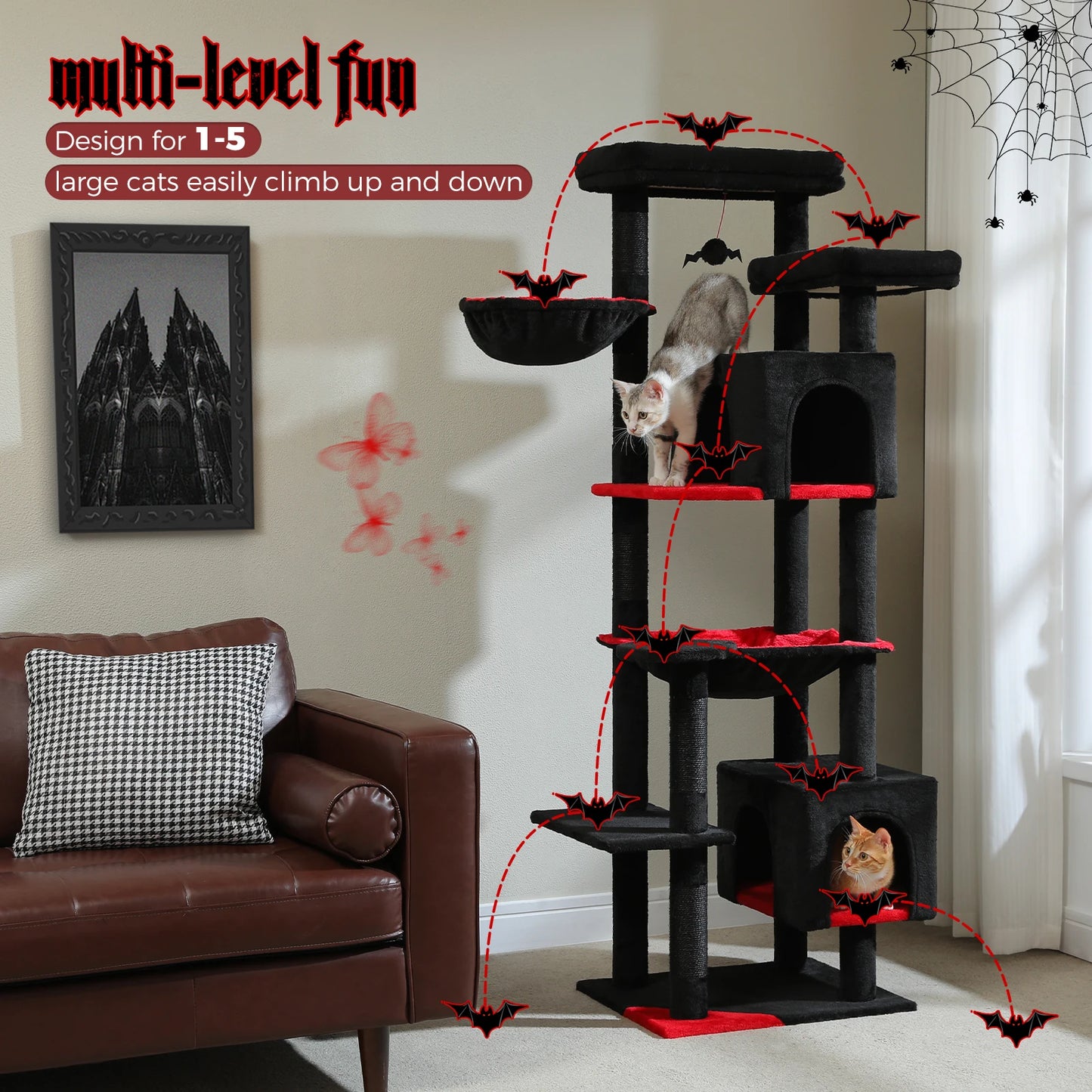Multi-Level Cat Tower with Super Large Hammock