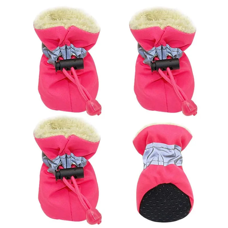 4pcs Antiskid Puppy Shoes Pet Protection Soft-soled Pet Shoes Winter Waterproof