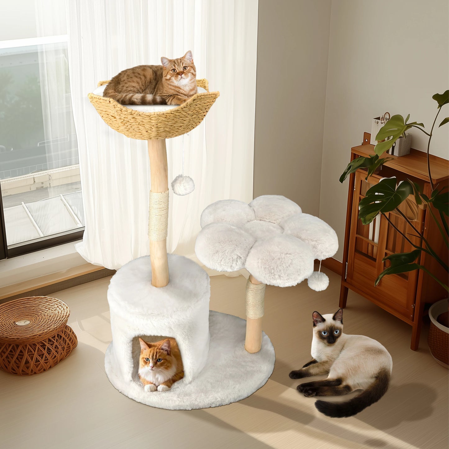 Tall Cat Tower for Indoor Cats Multi-Level Plush Cat Condo with Scratching Posts
