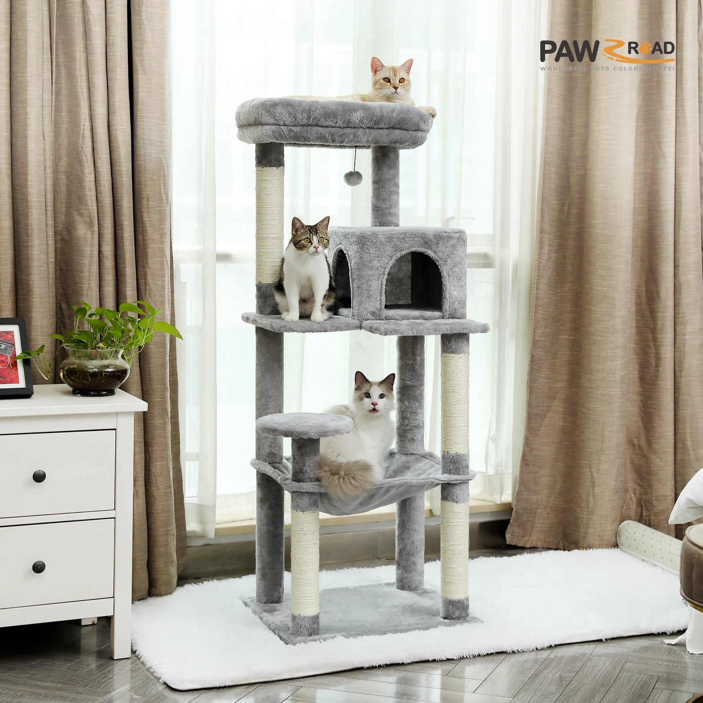 Cat Tree for Large Cats with Hammock