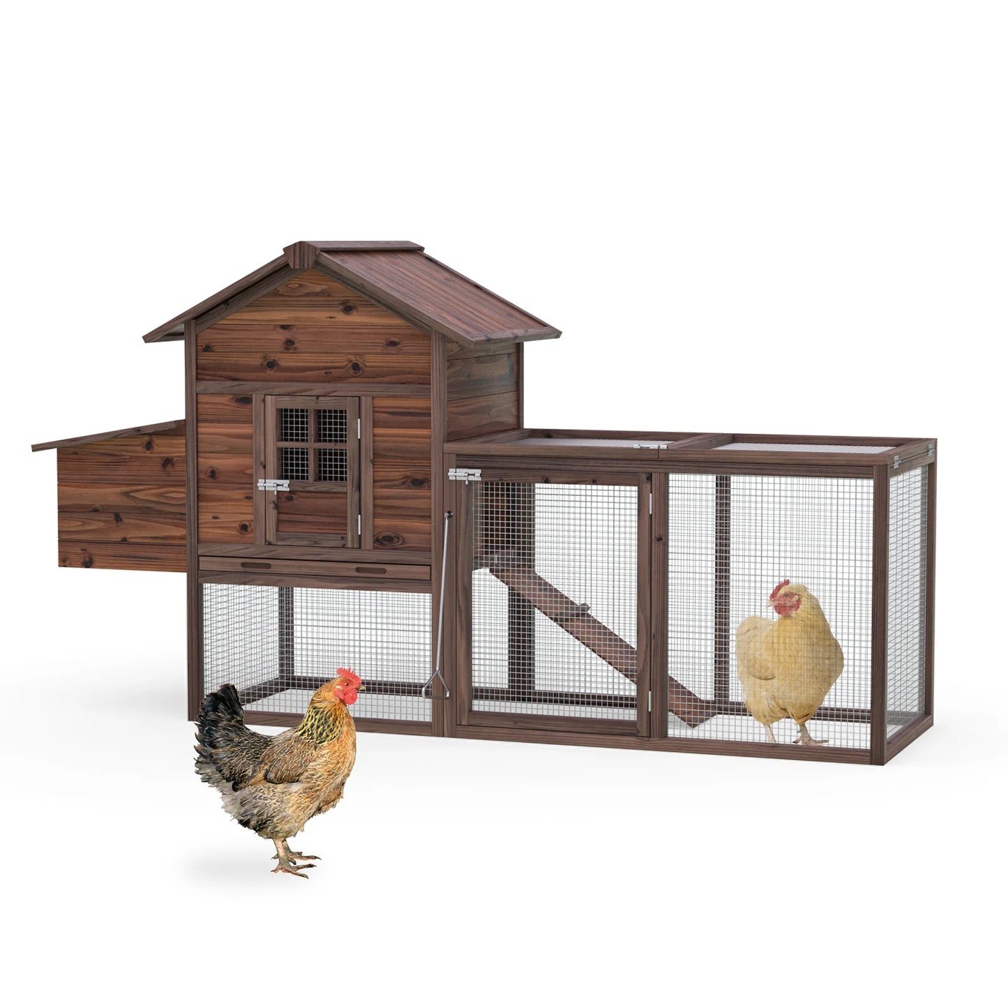 Chicken Coop for 5 Chickens Wooden Indoor Outdoor Hen Fence Chicken Coop and Run,Chicken Cage with Nesting Box & Removable Tray
