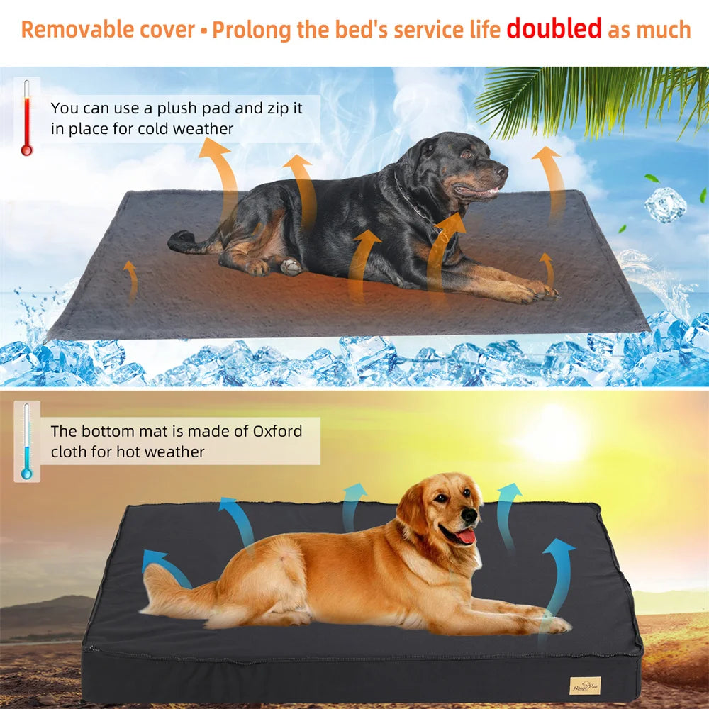 Large Orthopaedic Waterproof Pet Dog Crate Bed with Removable Washable Cover
