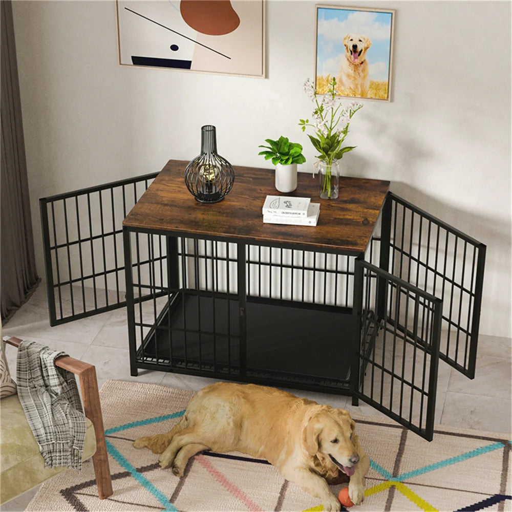 Large Wooden Dog Crate Furniture Style