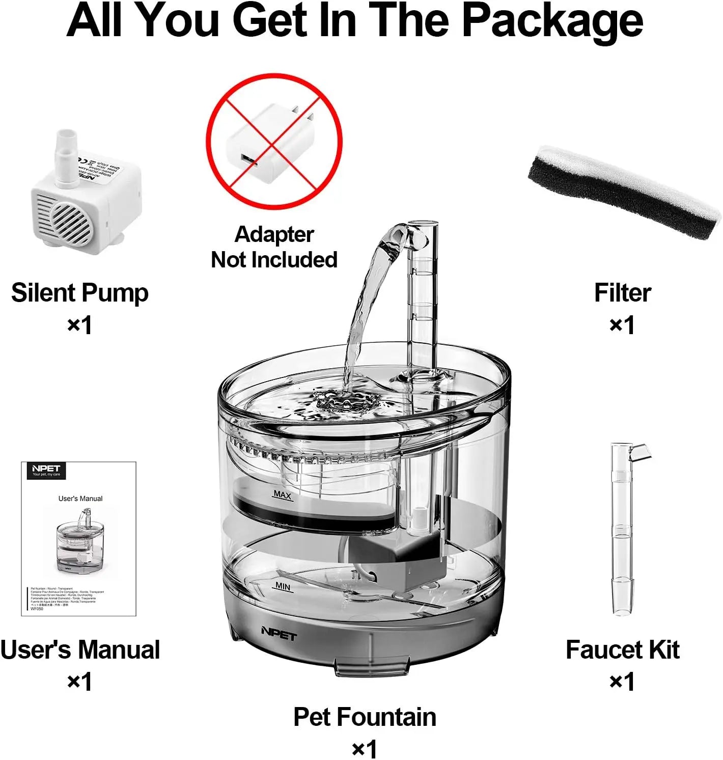 Automatic Pet Drinking Fountain with Replacement Faucet Kit
