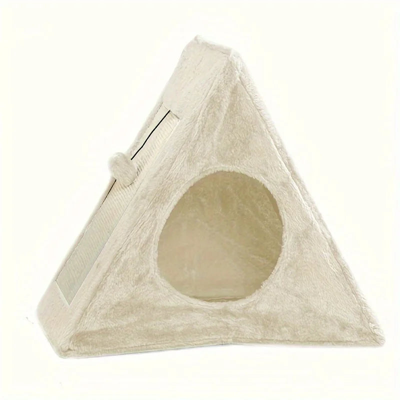 Pet bed for cats with scratching board