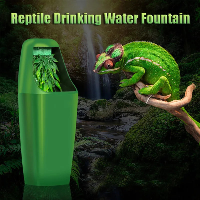 Reptile Drinking Water Filter Fountain Green Feeding Chameleon Lizard ABS Dispenser Humidifier