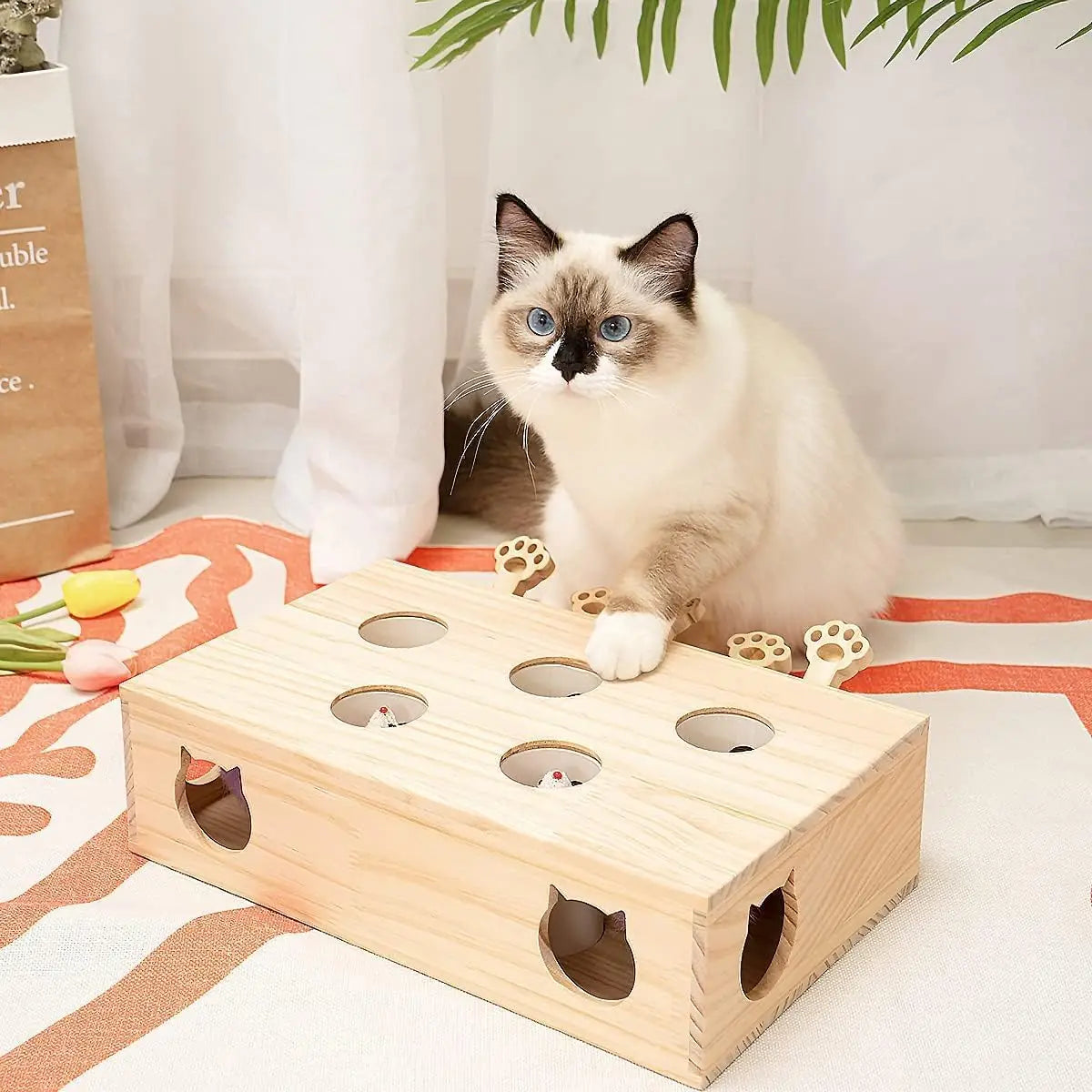 Cat Toys Interactive Whack-a-mole Solid Wood Toys