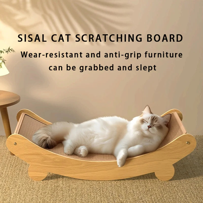 2-in-1 Cat Hammock Scratching Post Space-Saving Pet Bed Durable Indoor Outdoor Cat Furniture