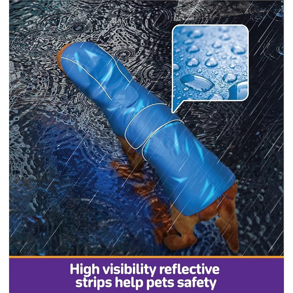 Reversible Waterproof Dog Raincoat Adjustable Slicker Poncho with Leash Hole