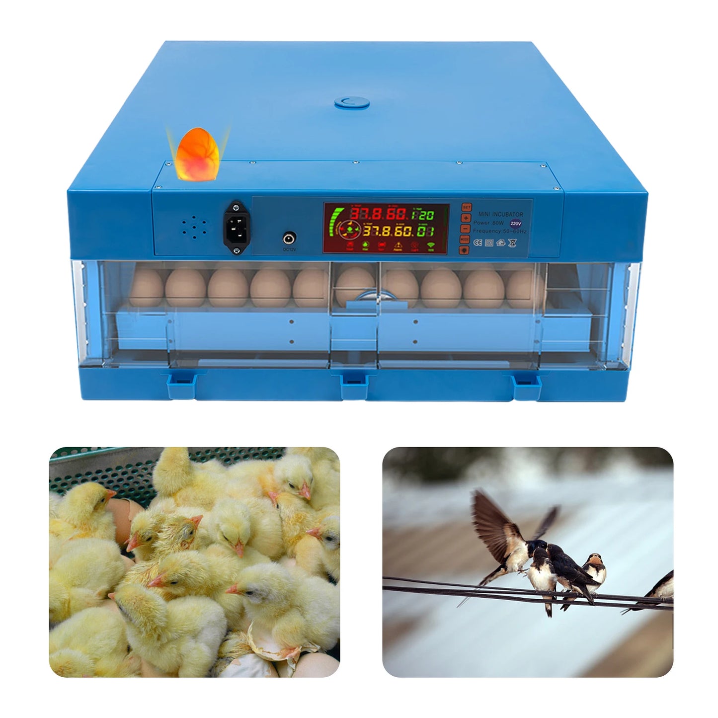 , Multi-Functional Farms Automatic Egg Incubator Machine,Adjustable Humidity,For Hatching Eggs