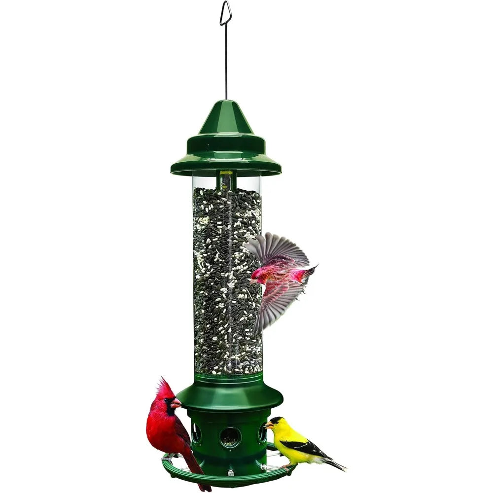 Squirrel-proof Bird Feeder w/Cardinal Ring and 6 Feeding Ports