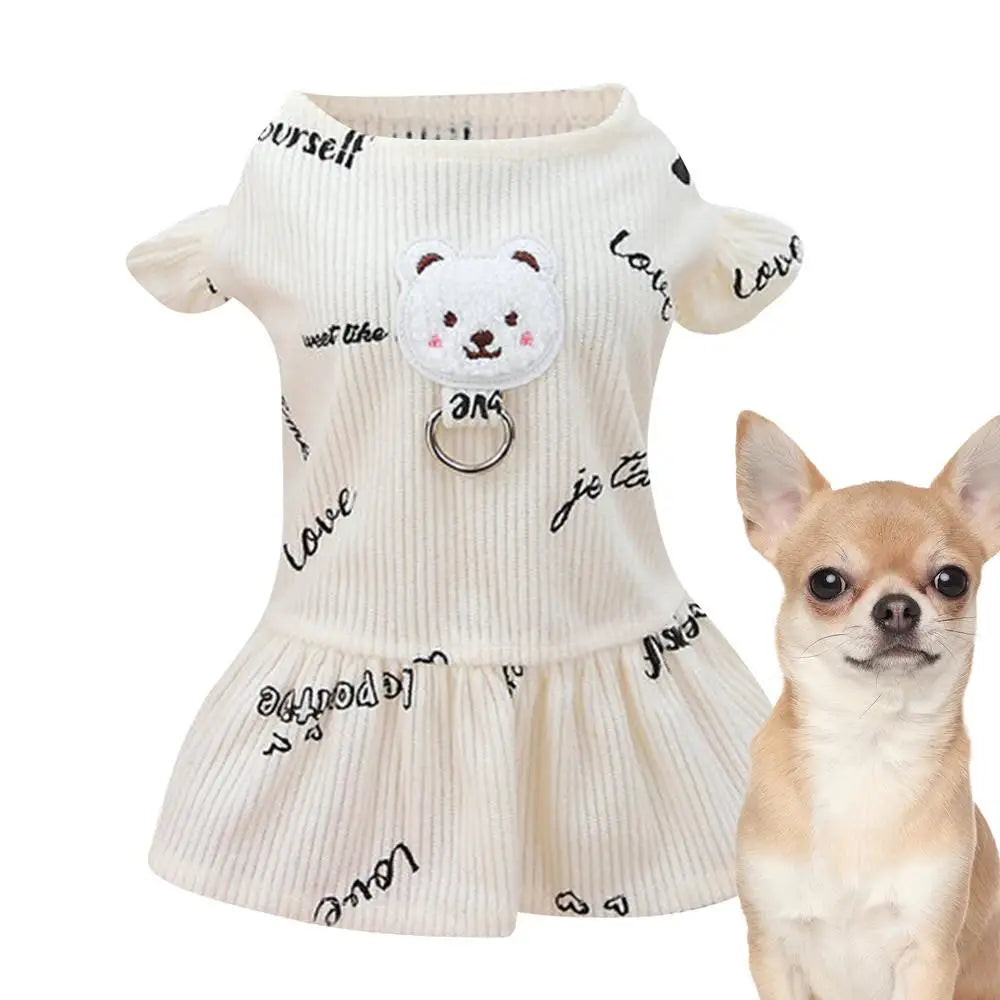 Cute Polyester Dog Costume With Bear Pattern Dog Daily Wear Comfortable Fashionable Soft