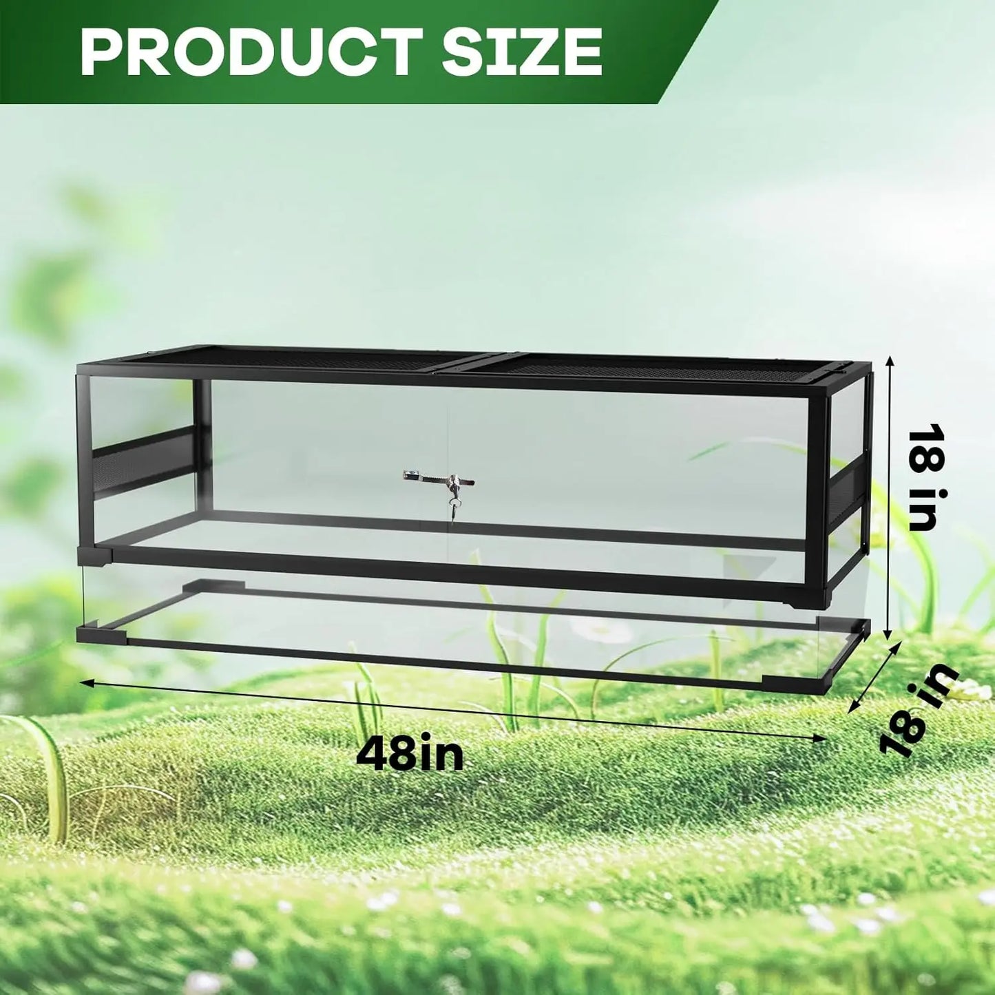 Ventilation Reptile Terrarium, Double Hinge Door Anti Escape Reptile Tank
