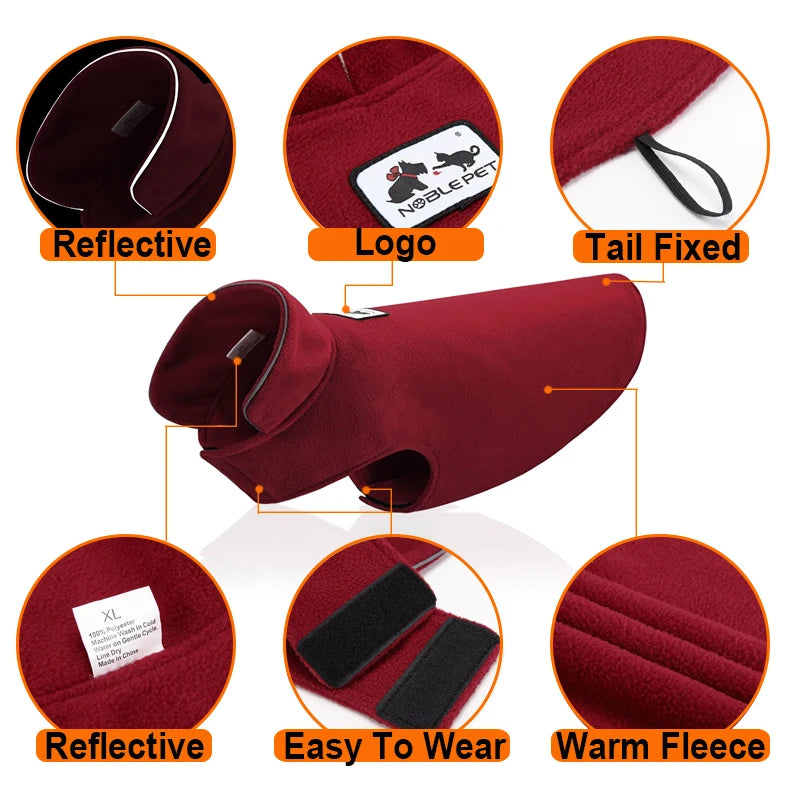 Reflective Dog Clothes Coats Soft Fleece Jacket Winter Warm Pet Jackets