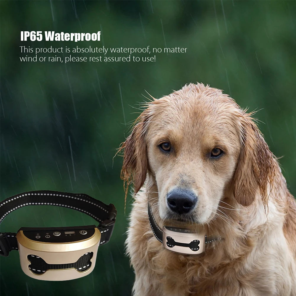 Waterproof  Humane Bark Collar Stop Dog Barking Rechargeable Shock Safe USB Electric Ultrasonic