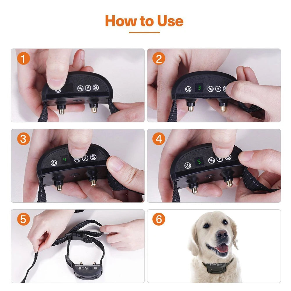Waterproof  Humane Bark Collar Stop Dog Barking Rechargeable Shock Safe USB Electric Ultrasonic
