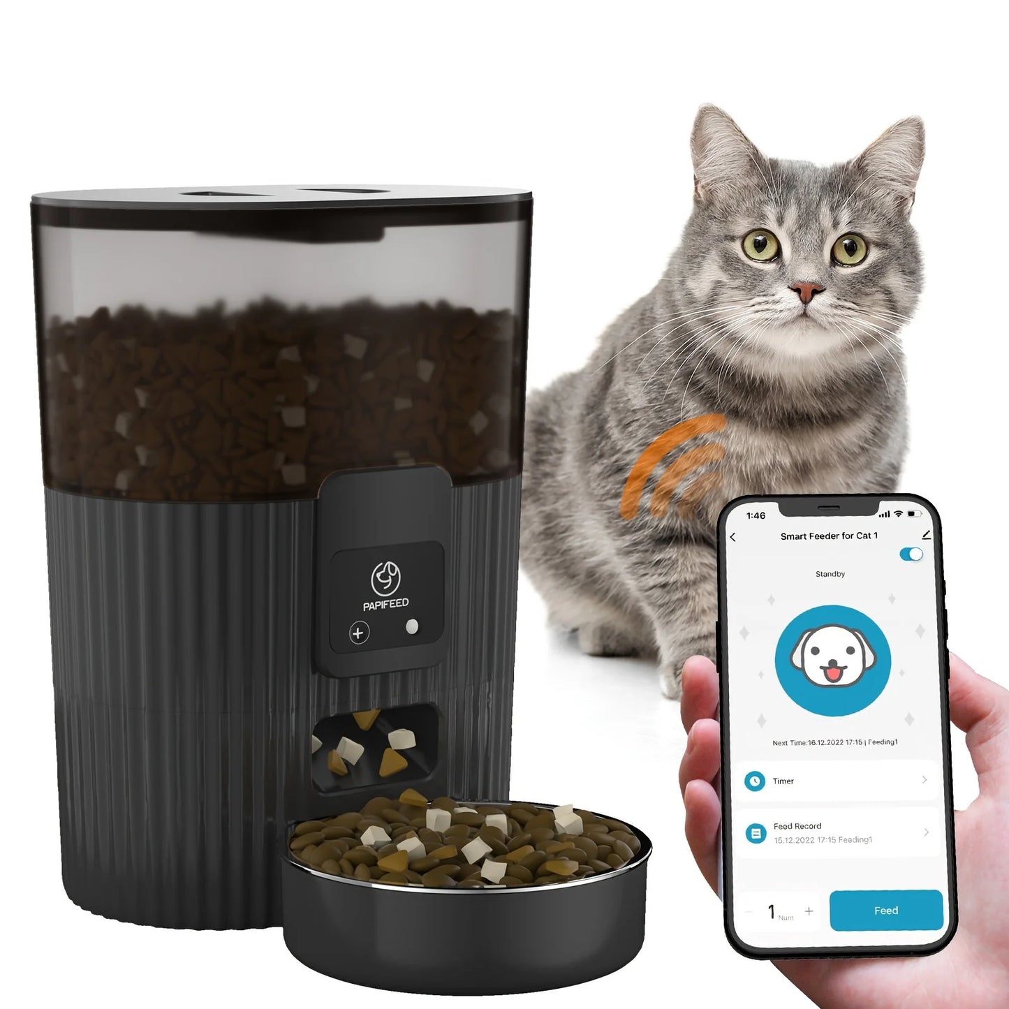 automatic  fixed feeding machine wifi remote smart  pet food dispenser