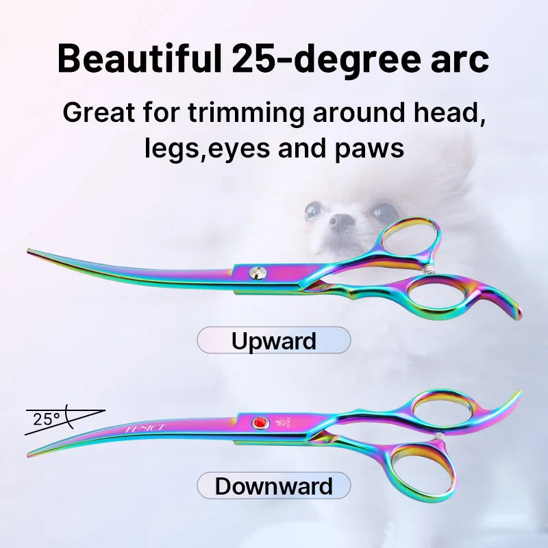 Rainbow&black dog grooming scissors Shears set for household pet owner
