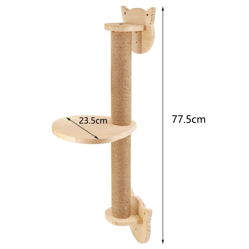 Wall-mounted Cat Climbing Frame 50cm Cat Climbing Ladder  Hammock  Activity Sisal Cat Grab Post