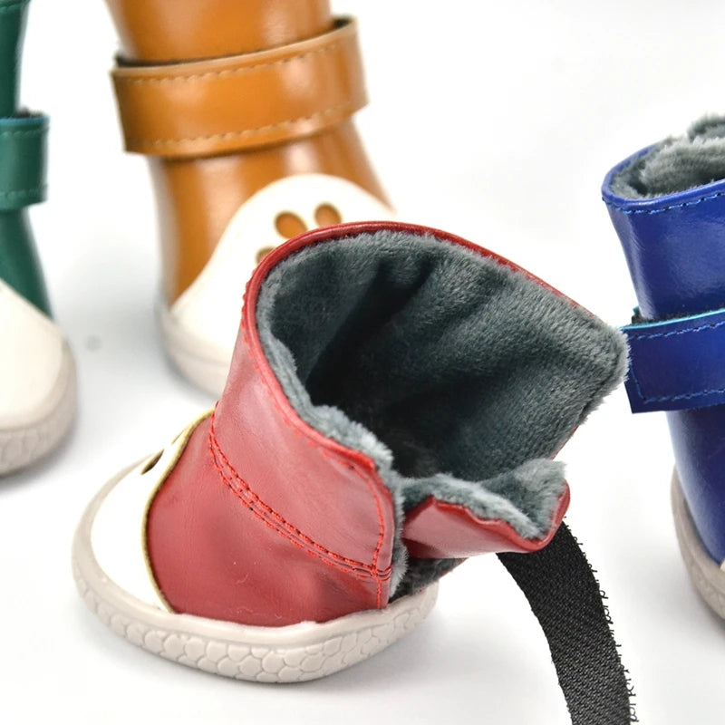 4Pcs/Set Warm Dog Shoes Winter Dog Snow Boots Durable Non-Slip Outdoor Sports Shoes